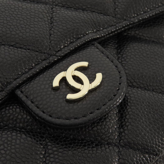 CHANEL Shoulder Bag Grained Calfskin Skin black ChainShoulder Matelasse Gold Metal