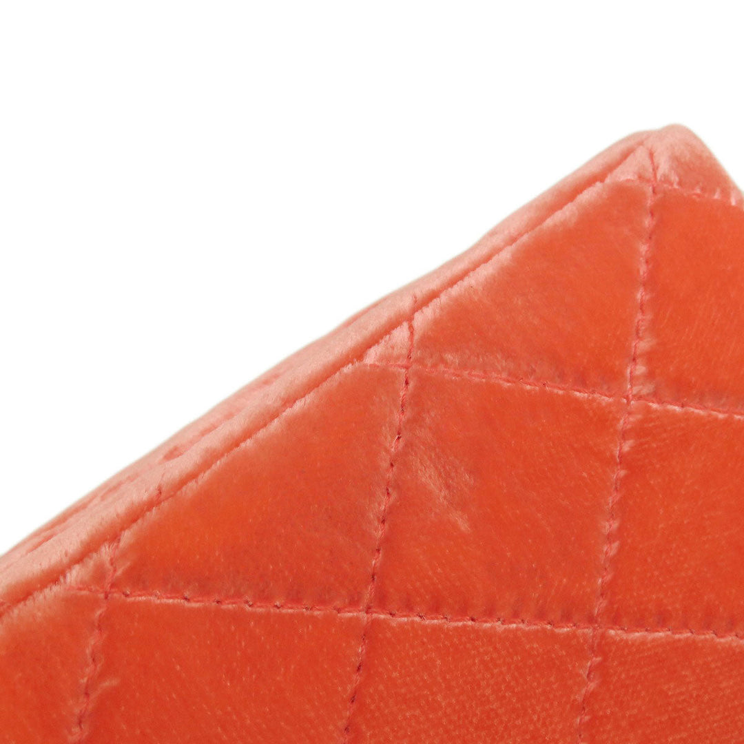 CHANEL Shoulder Bag Velor Red Mini Matelasse COCO Mark Gold Metal