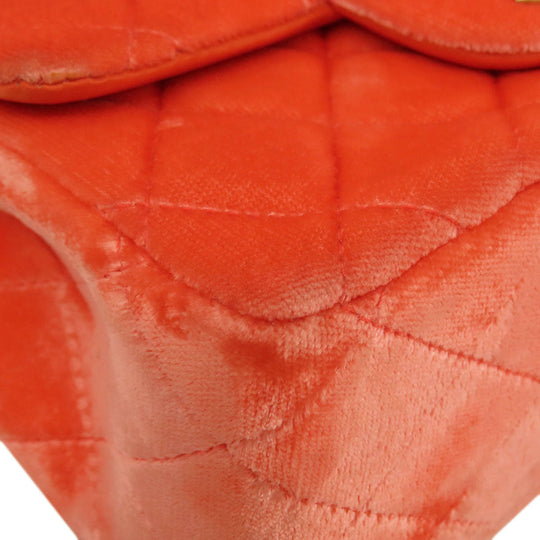 CHANEL Shoulder Bag Velor Red Mini Matelasse COCO Mark Gold Metal