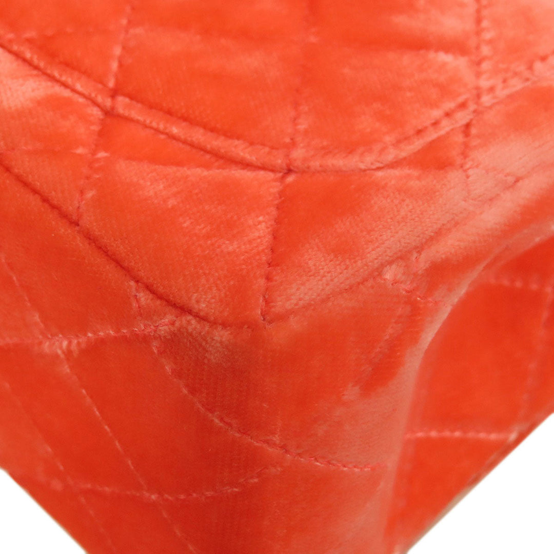 CHANEL Shoulder Bag Velor Red Mini Matelasse COCO Mark Gold Metal