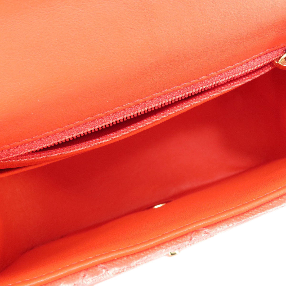 CHANEL Shoulder Bag Velor Red Mini Matelasse COCO Mark Gold Metal