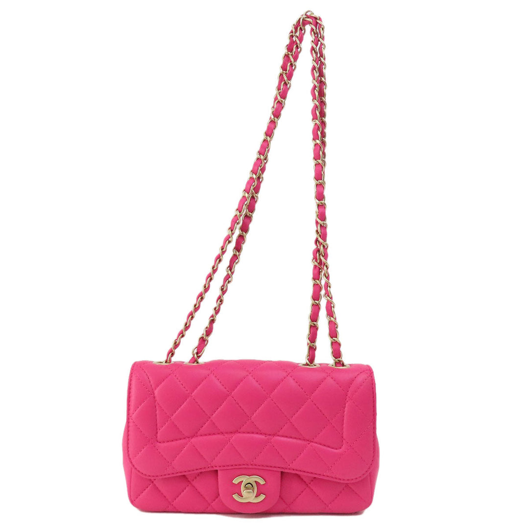 CHANEL Shoulder Bag lambskin pink ChainShoulder Matelasse Gold Metal