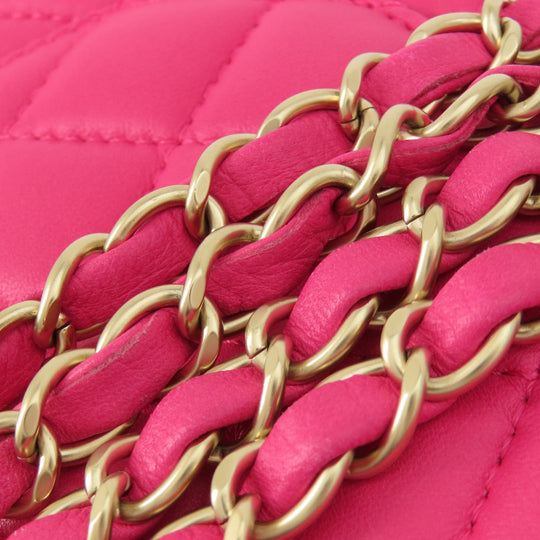 CHANEL Shoulder Bag lambskin pink ChainShoulder Matelasse Gold Metal