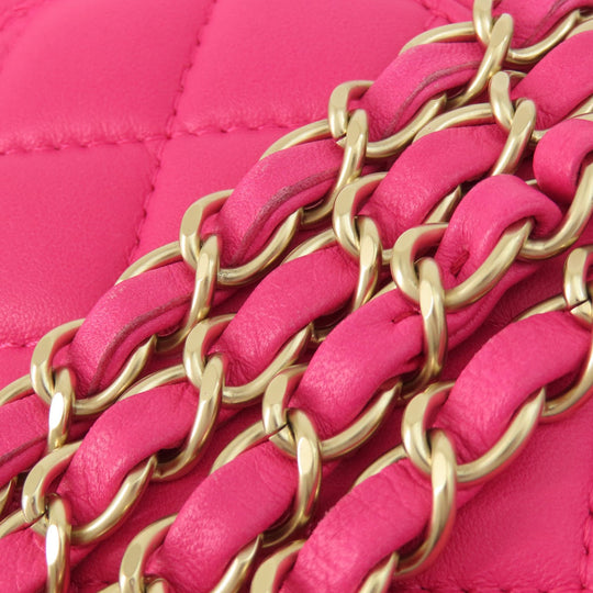 CHANEL Shoulder Bag lambskin pink ChainShoulder Matelasse Gold Metal