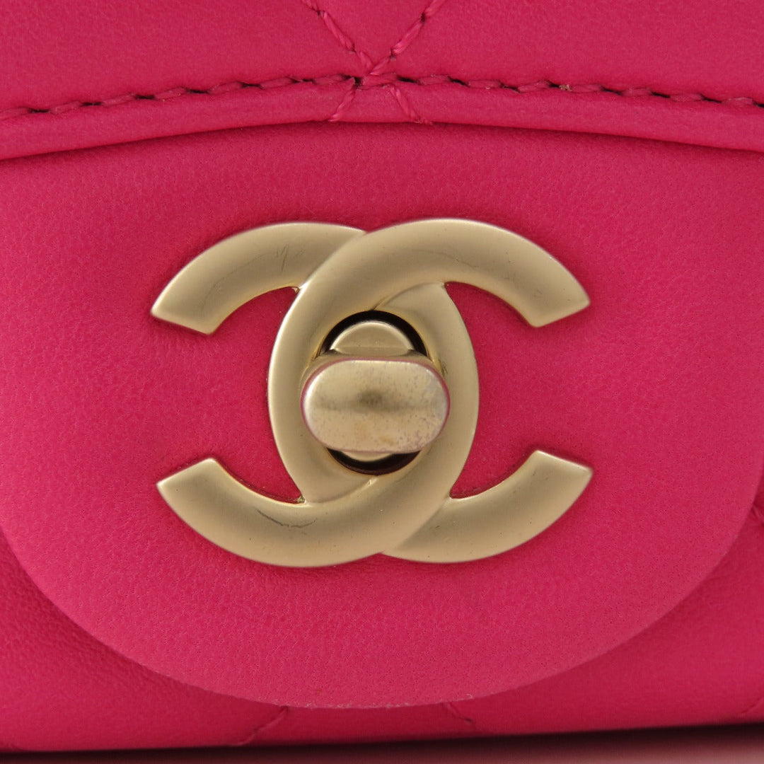 CHANEL Shoulder Bag lambskin pink ChainShoulder Matelasse Gold Metal