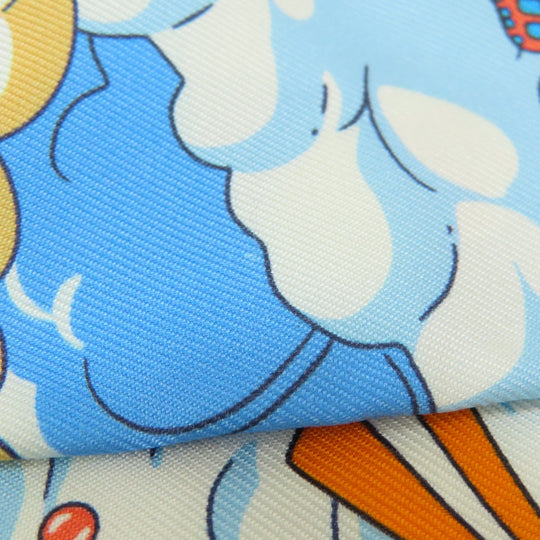 HERMES scarf silk blue Twilly Women Used Authentic
