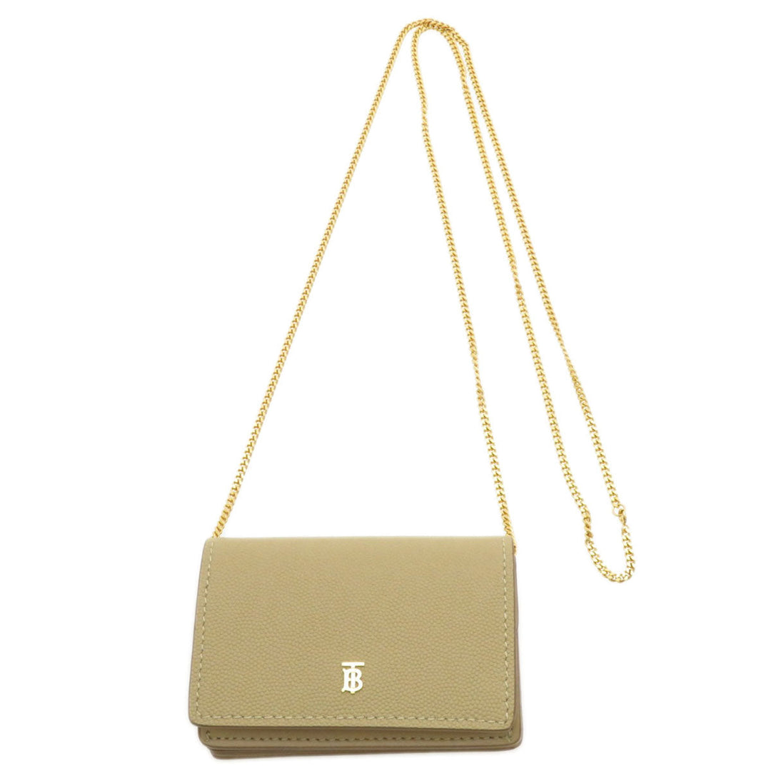 BURBERRY Coin case Calfskin beige Coin Chain Wallet Women Used Authentic