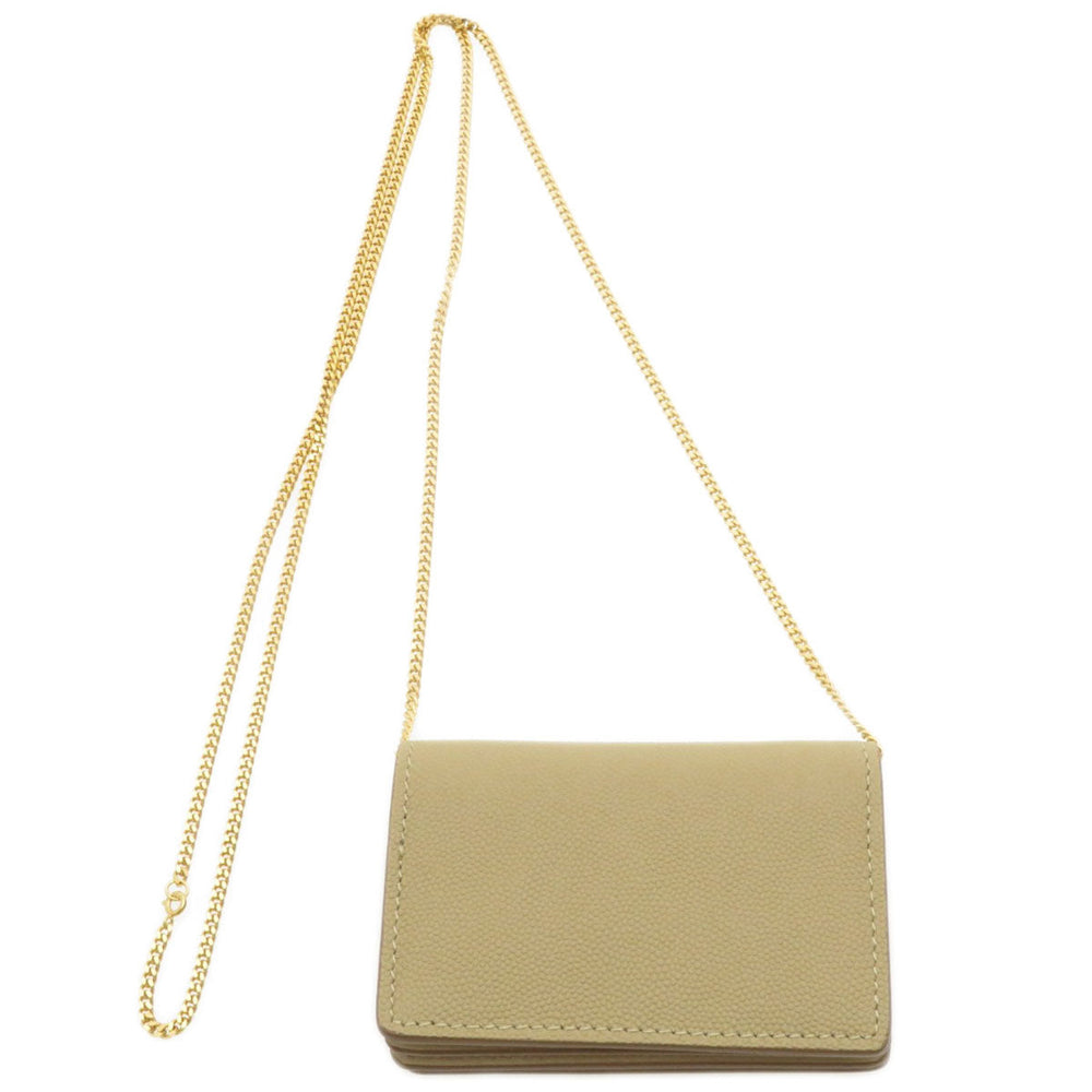 BURBERRY Coin case Calfskin beige Coin Chain Wallet Women Used Authentic