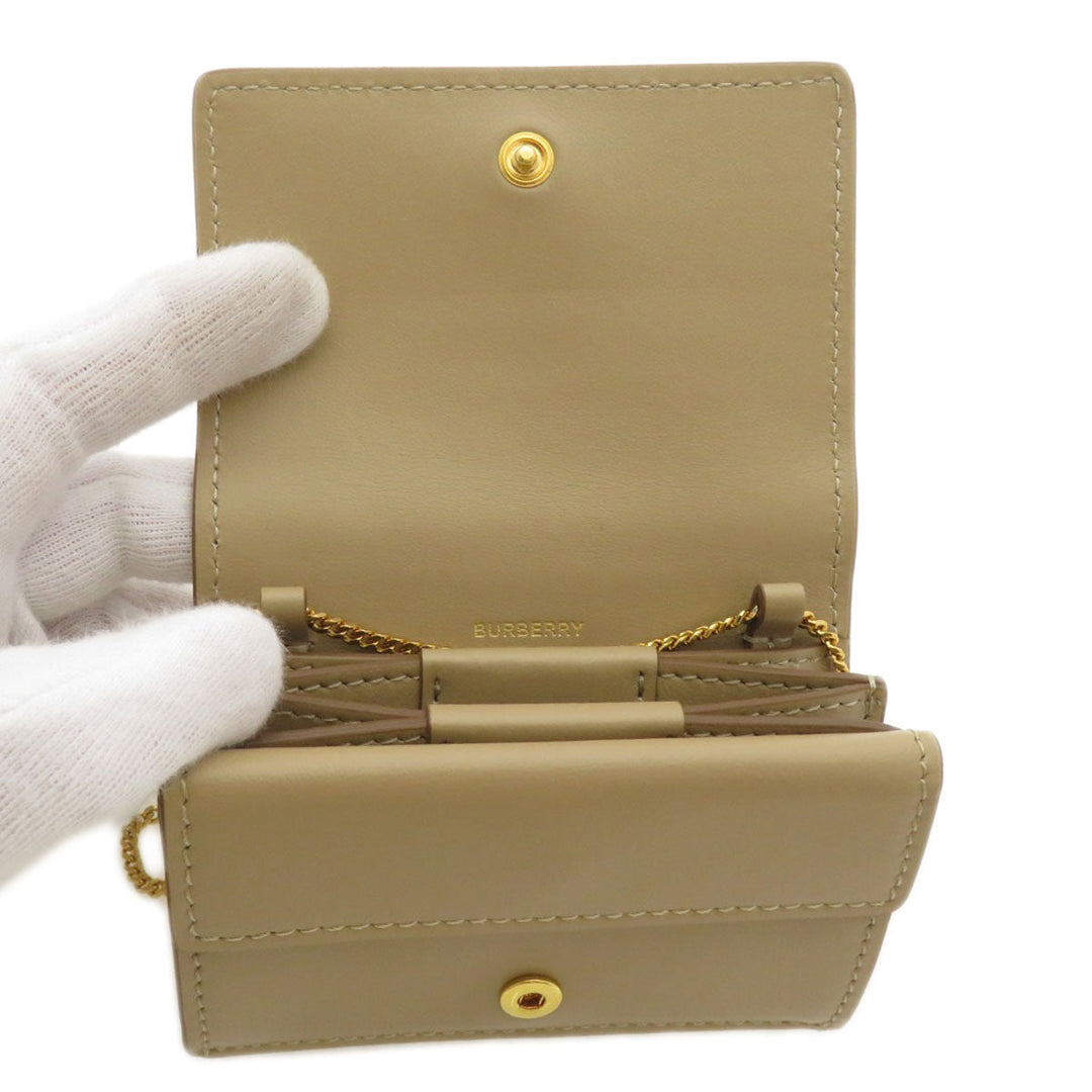 BURBERRY Coin case Calfskin beige Coin Chain Wallet Women Used Authentic