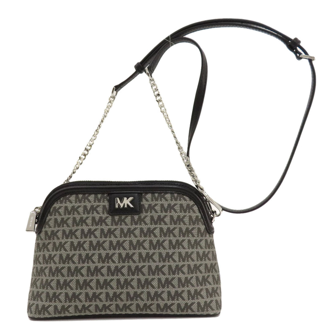MICHAEL KORS Shoulder Bag canvas black MK signature Women Used Authentic
