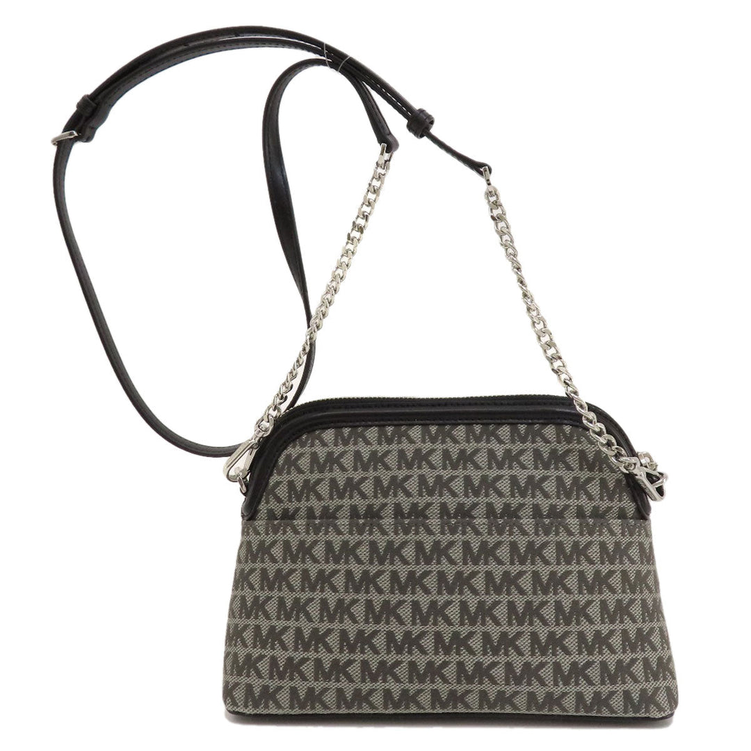 MICHAEL KORS Shoulder Bag canvas black MK signature Women Used Authentic