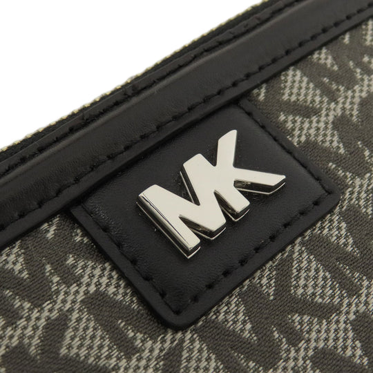 MICHAEL KORS Shoulder Bag canvas black MK signature Women Used Authentic