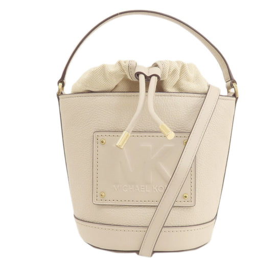 MICHAEL KORS Handbag Leather, Canvas beige 2WAY Women Used Authentic