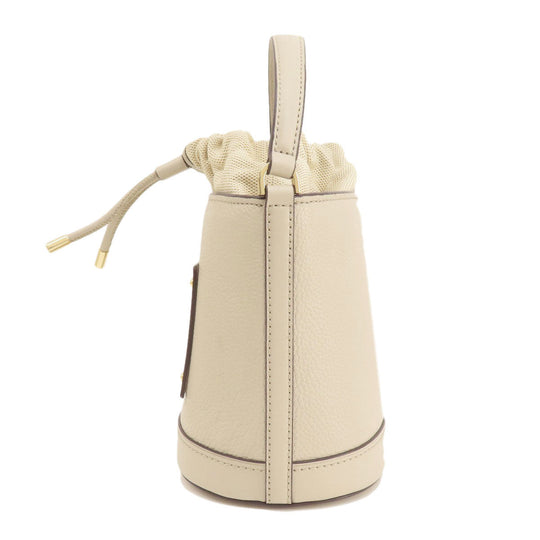 MICHAEL KORS Handbag Leather, Canvas beige 2WAY Women Used Authentic