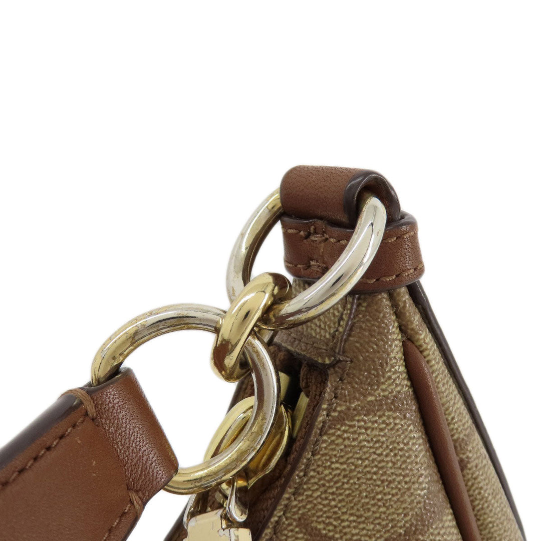 COACH Handbag F58288 PVC Brown Signature 2WAY Women Used Authentic