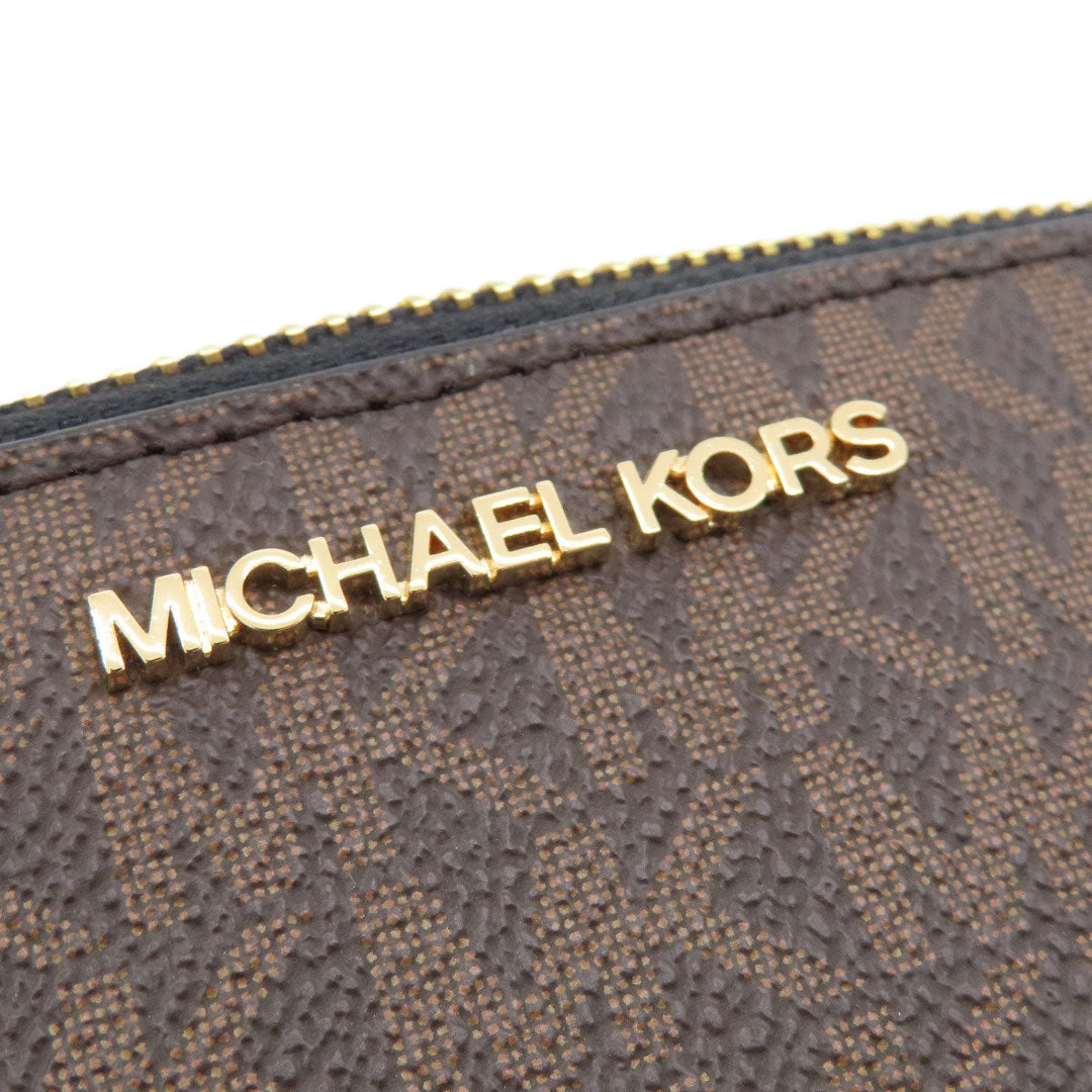 MICHAEL KORS Shoulder Bag PVC Brown MK Signature ChainShoulder Women Used Authentic
