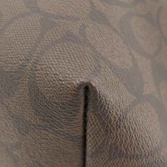 COACH Tote Bag F58292 PVC Brown Signature Women Used Authentic