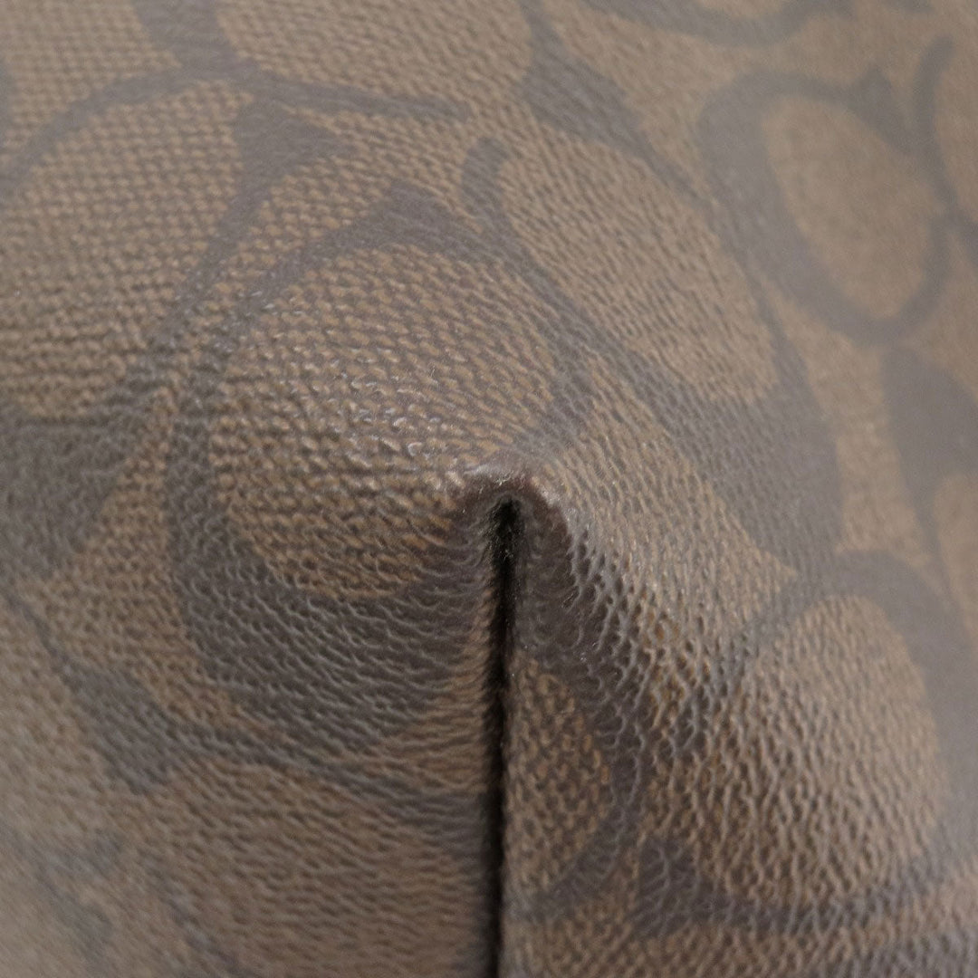 COACH Tote Bag F58292 PVC Brown Signature Women Used Authentic