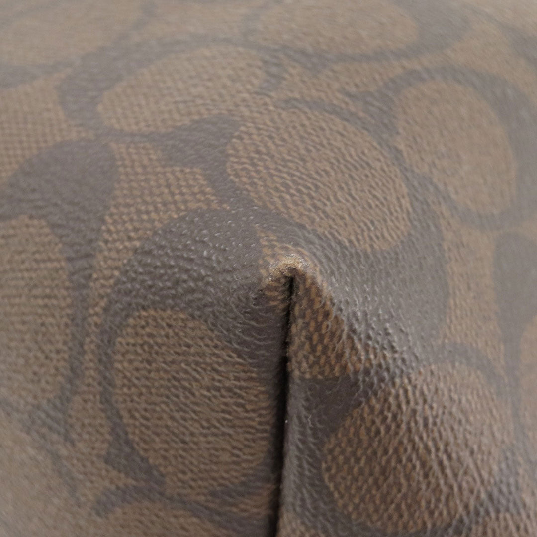 COACH Tote Bag F58292 PVC Brown Signature Women Used Authentic