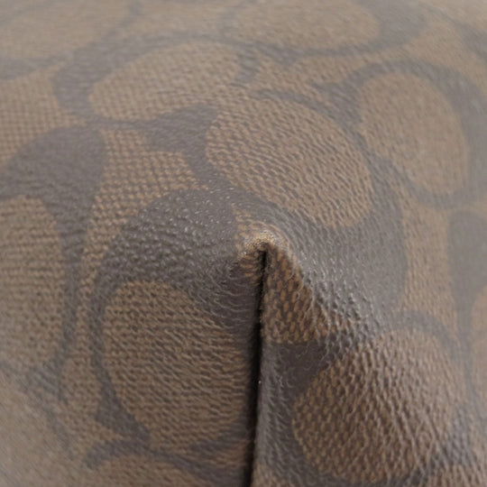 COACH Tote Bag F58292 PVC Brown Signature Women Used Authentic