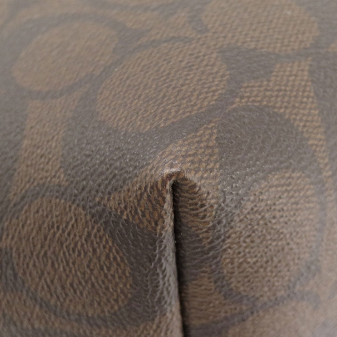 COACH Tote Bag F58292 PVC Brown Signature Women Used Authentic