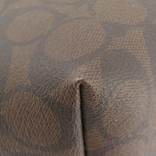 COACH Tote Bag F58292 PVC Brown Signature Women Used Authentic