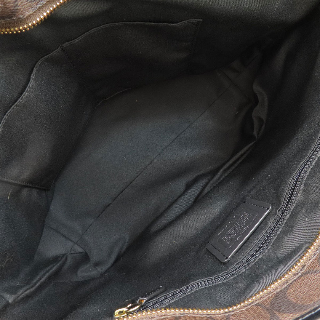 COACH Tote Bag F58292 PVC Brown Signature Women Used Authentic