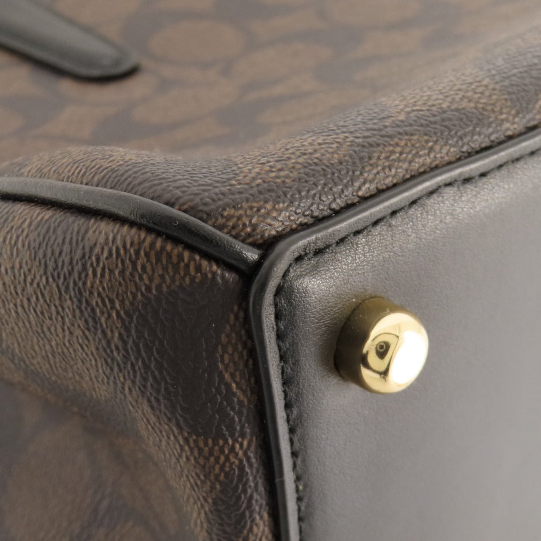 COACH Handbag F67026 PVC Brown Signature 2WAY Women Used Authentic