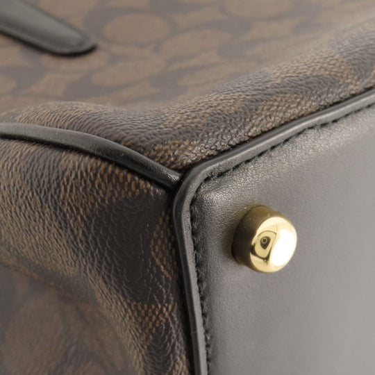 COACH Handbag F67026 PVC Brown Signature 2WAY Women Used Authentic