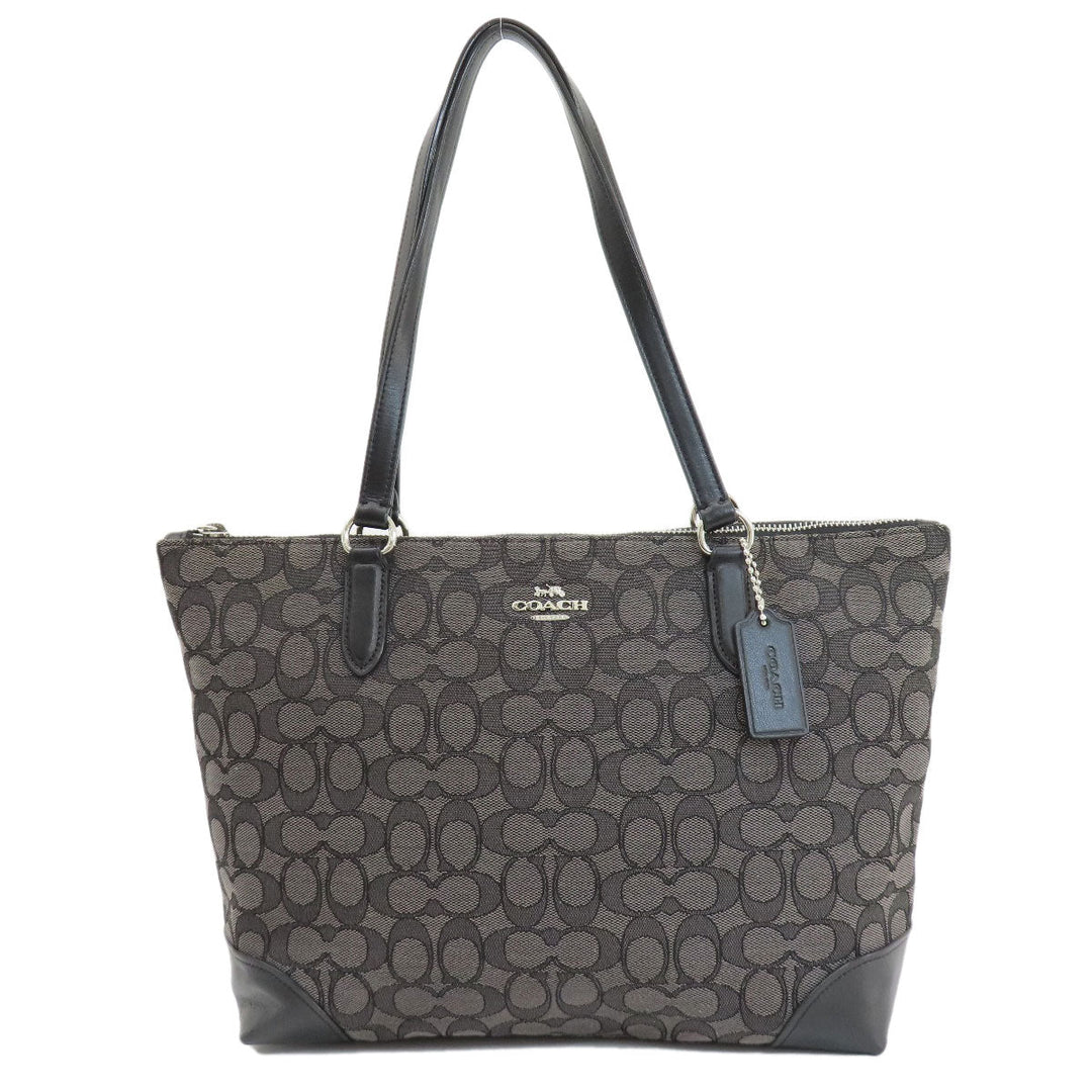 COACH Tote Bag F29958 canvas gray Signature Women Used Authentic