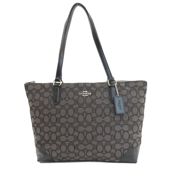 COACH Tote Bag F29958 canvas gray Signature Women Used Authentic