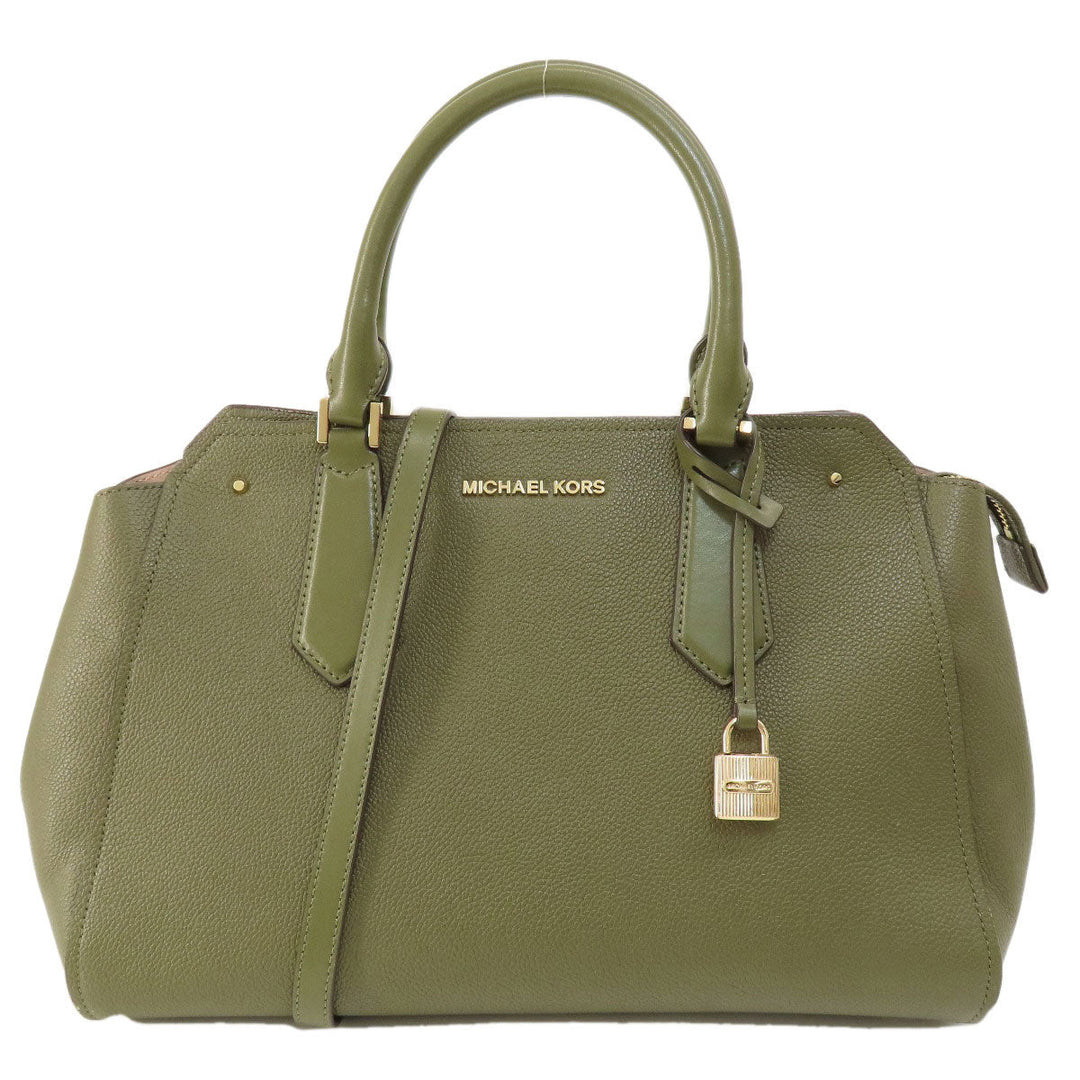 MICHAEL KORS Handbag leather Light green 2WAY Women Used Authentic