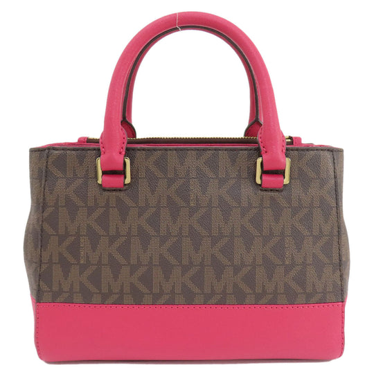 MICHAEL KORS Handbag PVC Brown MK Signature 2WAY Women Used Authentic