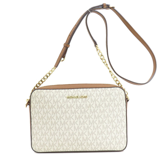MICHAEL KORS Shoulder Bag PVC white MK signature Women Used Authentic