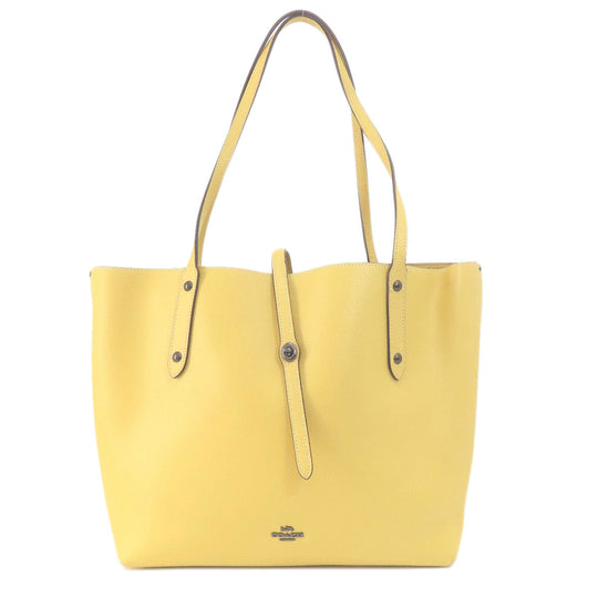 COACH Tote Bag leather yellow logo Women Used Authentic