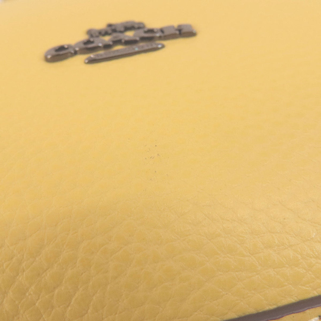 COACH Tote Bag leather yellow logo Women Used Authentic