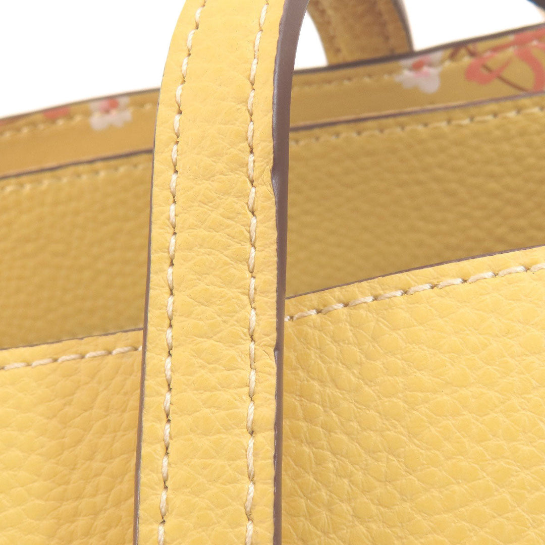 COACH Tote Bag leather yellow logo Women Used Authentic