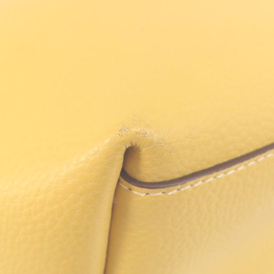 COACH Tote Bag leather yellow logo Women Used Authentic