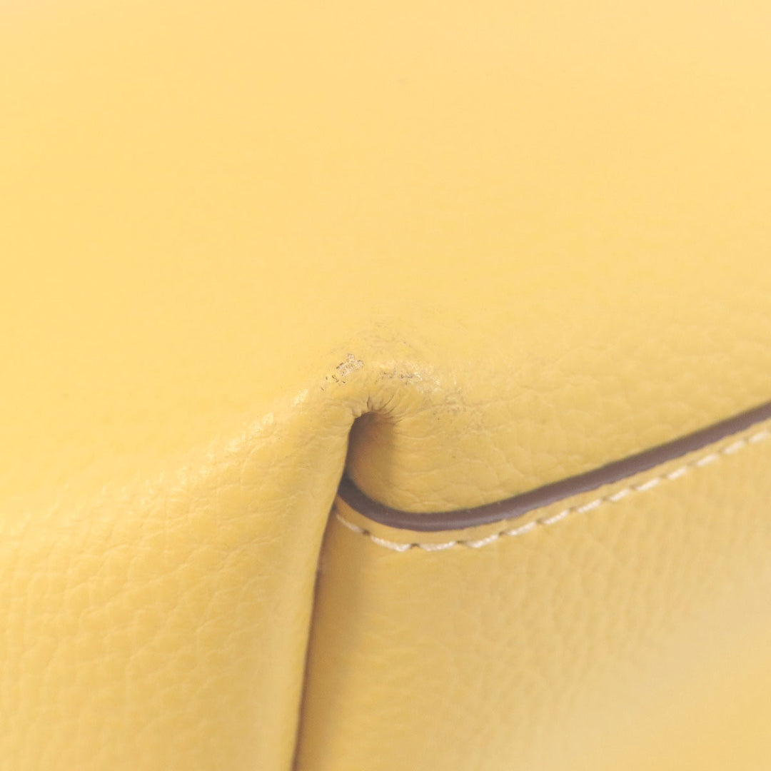 COACH Tote Bag leather yellow logo Women Used Authentic