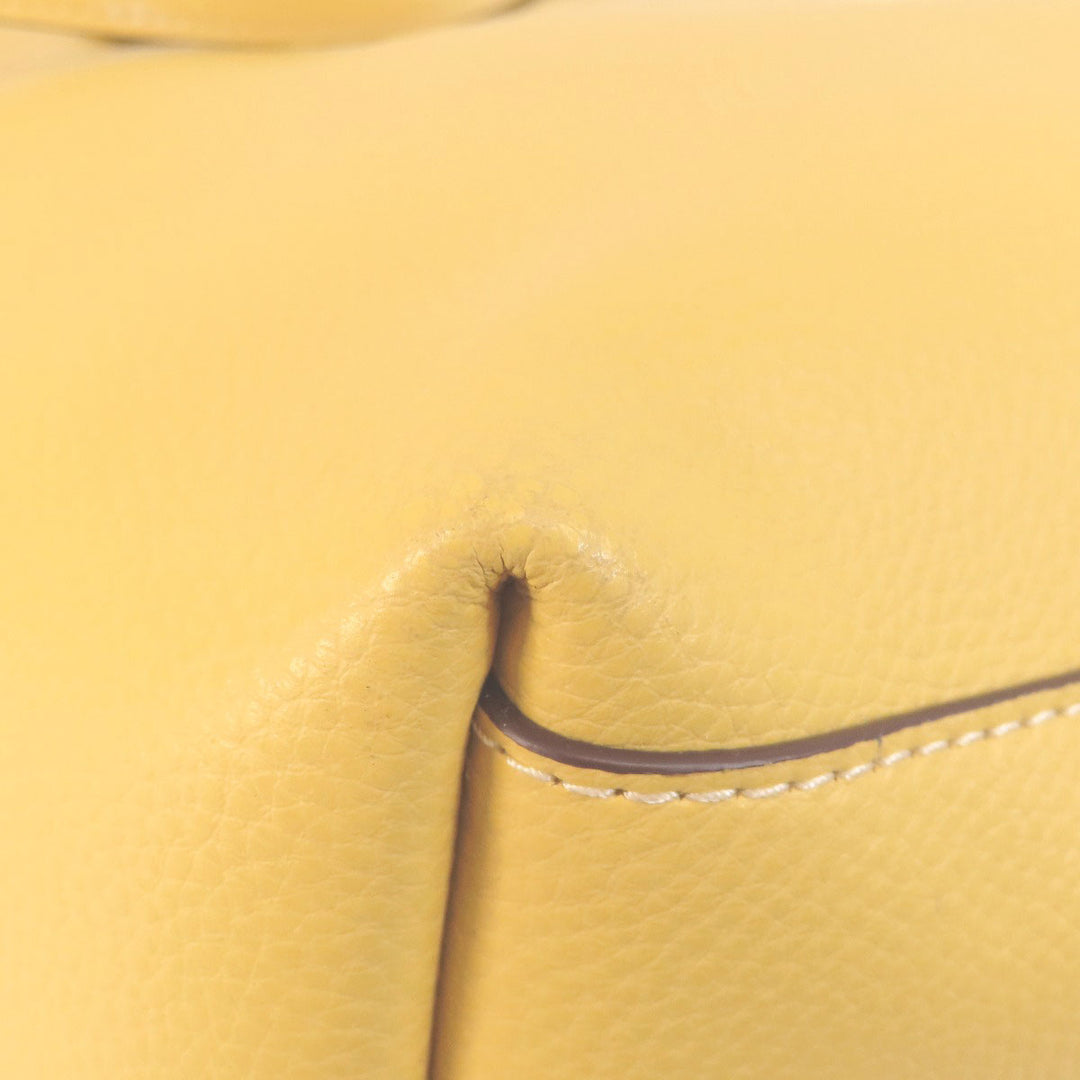 COACH Tote Bag leather yellow logo Women Used Authentic