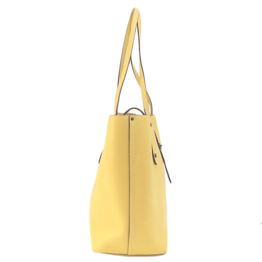 COACH Tote Bag leather yellow logo Women Used Authentic