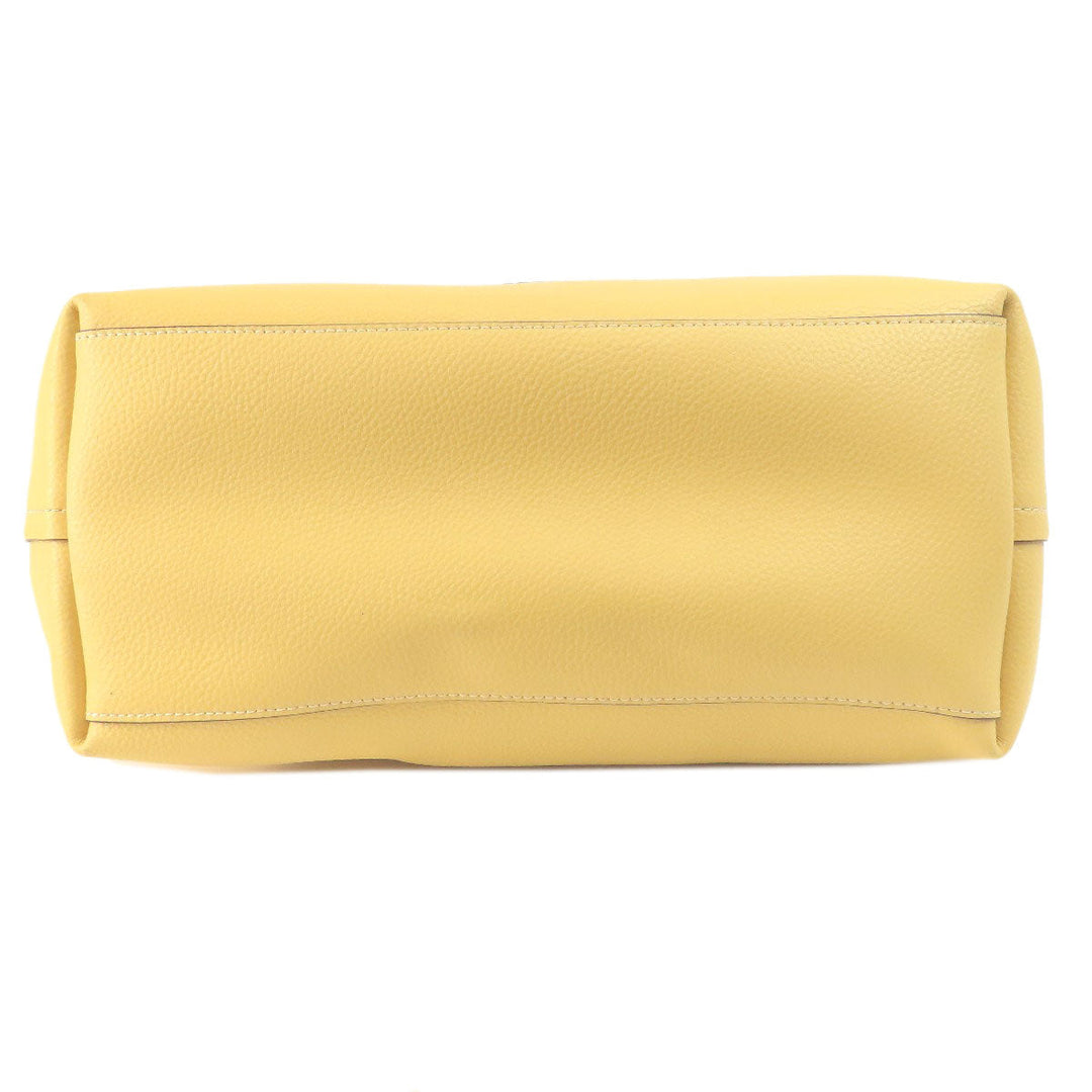 COACH Tote Bag leather yellow logo Women Used Authentic
