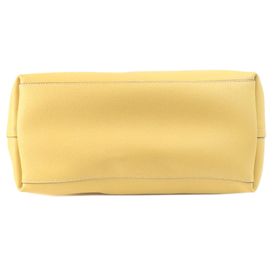 COACH Tote Bag leather yellow logo Women Used Authentic