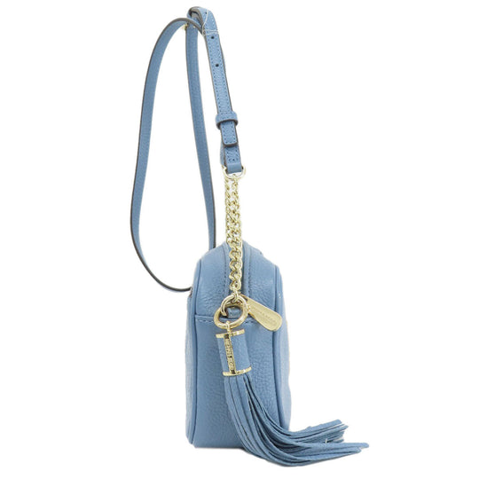 MICHAEL KORS Shoulder Bag leather blue logo Women Used Authentic