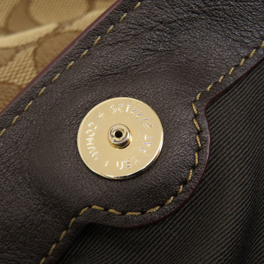 COACH Tote Bag F57612 Canvas, Leather Brown Signature Women Used Authentic