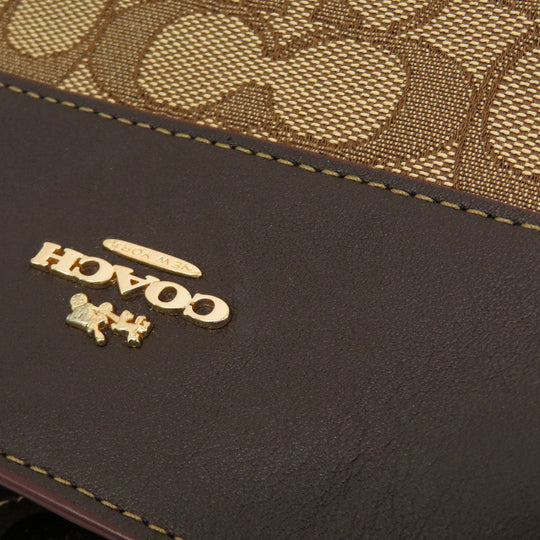 COACH Tote Bag F57612 Canvas, Leather Brown Signature Women Used Authentic