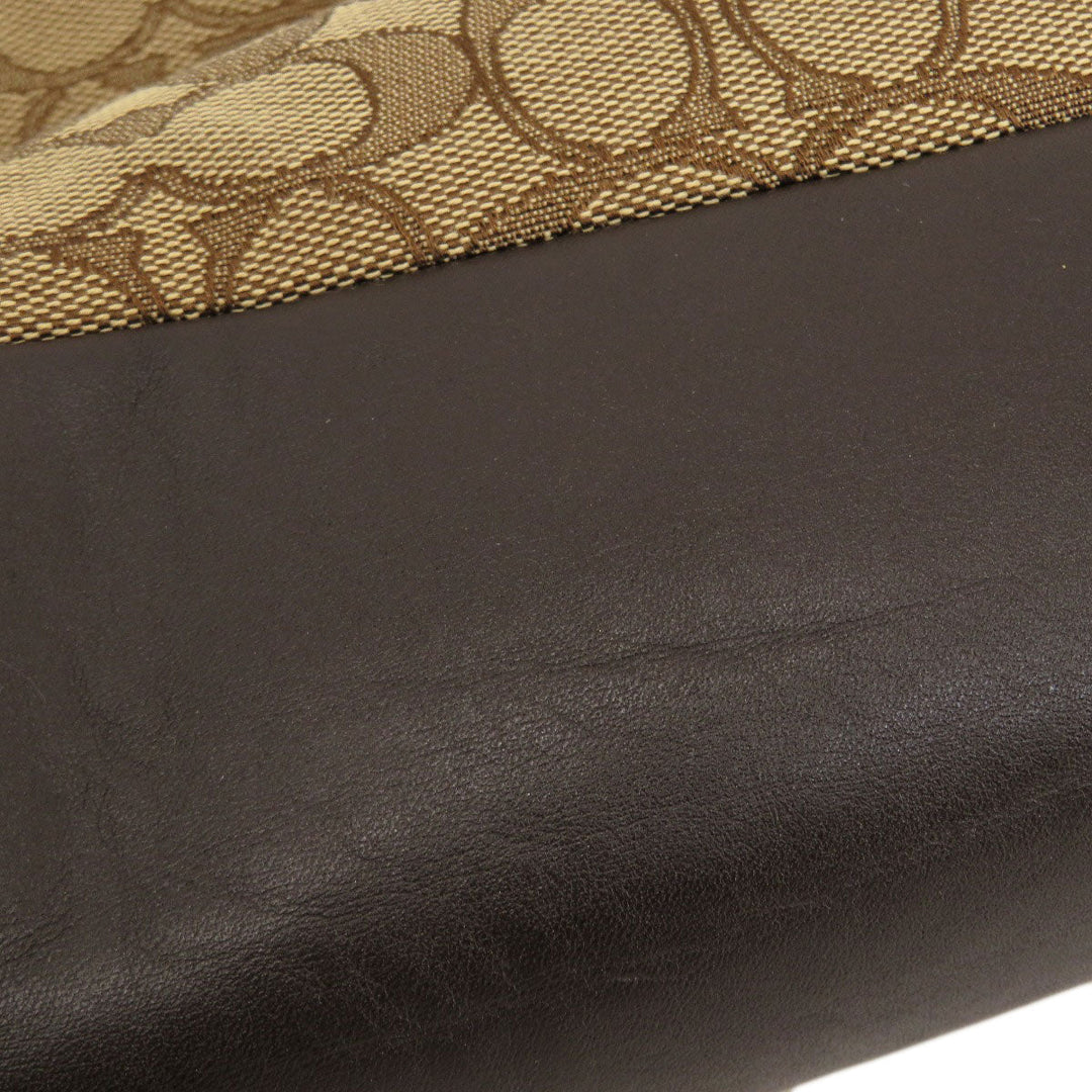 COACH Tote Bag F57612 Canvas, Leather Brown Signature Women Used Authentic