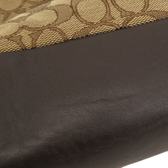 COACH Tote Bag F57612 Canvas, Leather Brown Signature Women Used Authentic