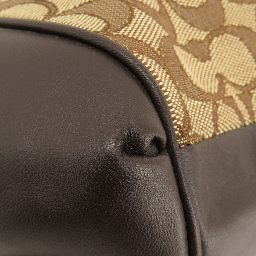 COACH Tote Bag F57612 Canvas, Leather Brown Signature Women Used Authentic