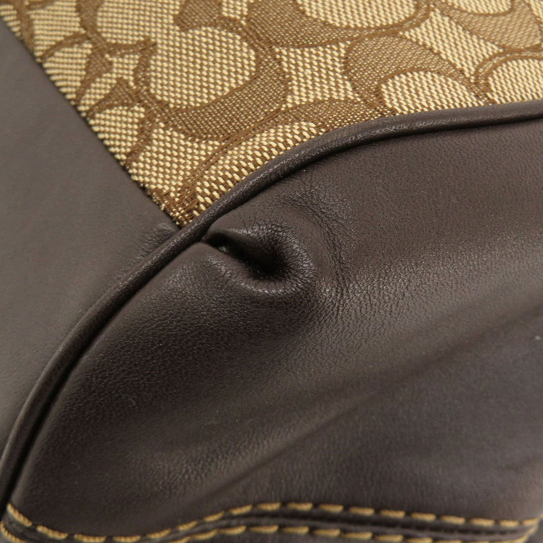 COACH Tote Bag F57612 Canvas, Leather Brown Signature Women Used Authentic